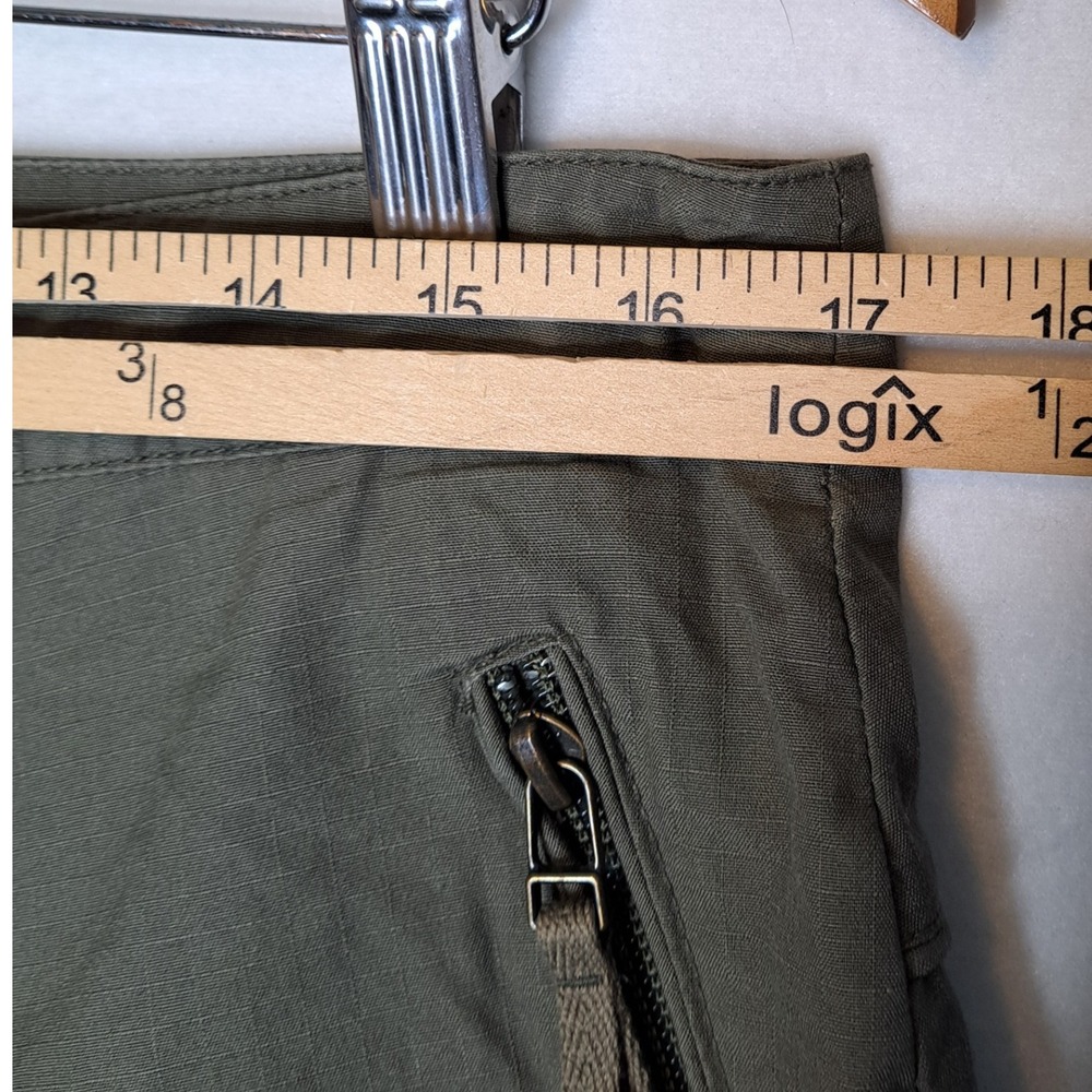 H&M LOGG Olive Green Cargo Mini Skirt Women 12 Utility Pockets Lined Casual - Picture 6 of 11